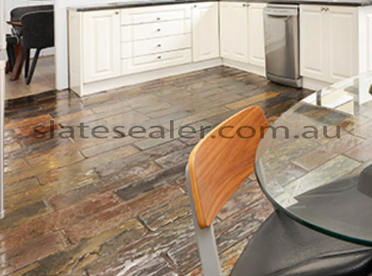  Red Hill cleaning and sealing Slatestone in floor of kitchen