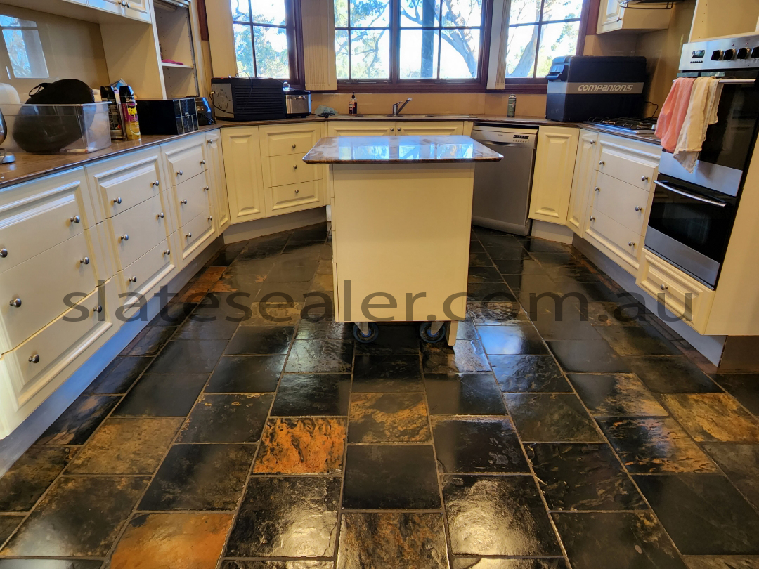  Beaconsfield cleaning and sealing dirty limestone kitchen tiles