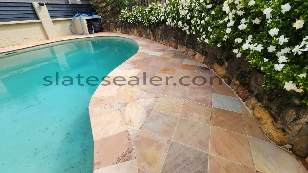  Red Hill sealing Slatestone around pool